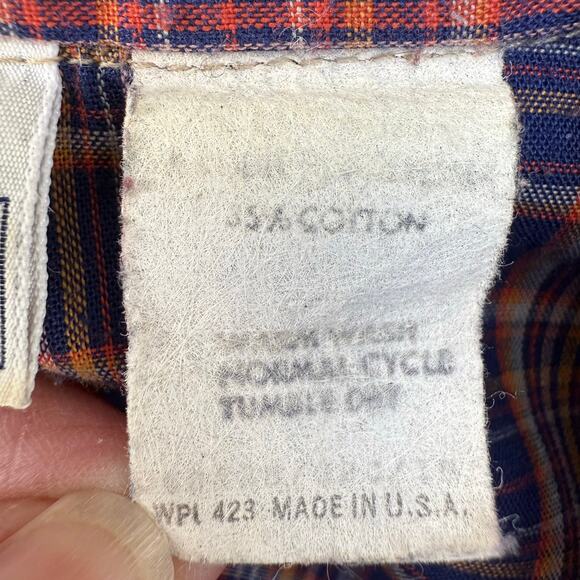 Levi Strauss & Co Shirt Men's XL Red Blue Plaid Western Cut Pearl Snaps Vintage - Picture 8 of 10